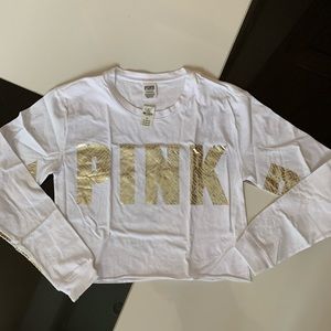 VS PINK Logo Long Sleeve Tee
